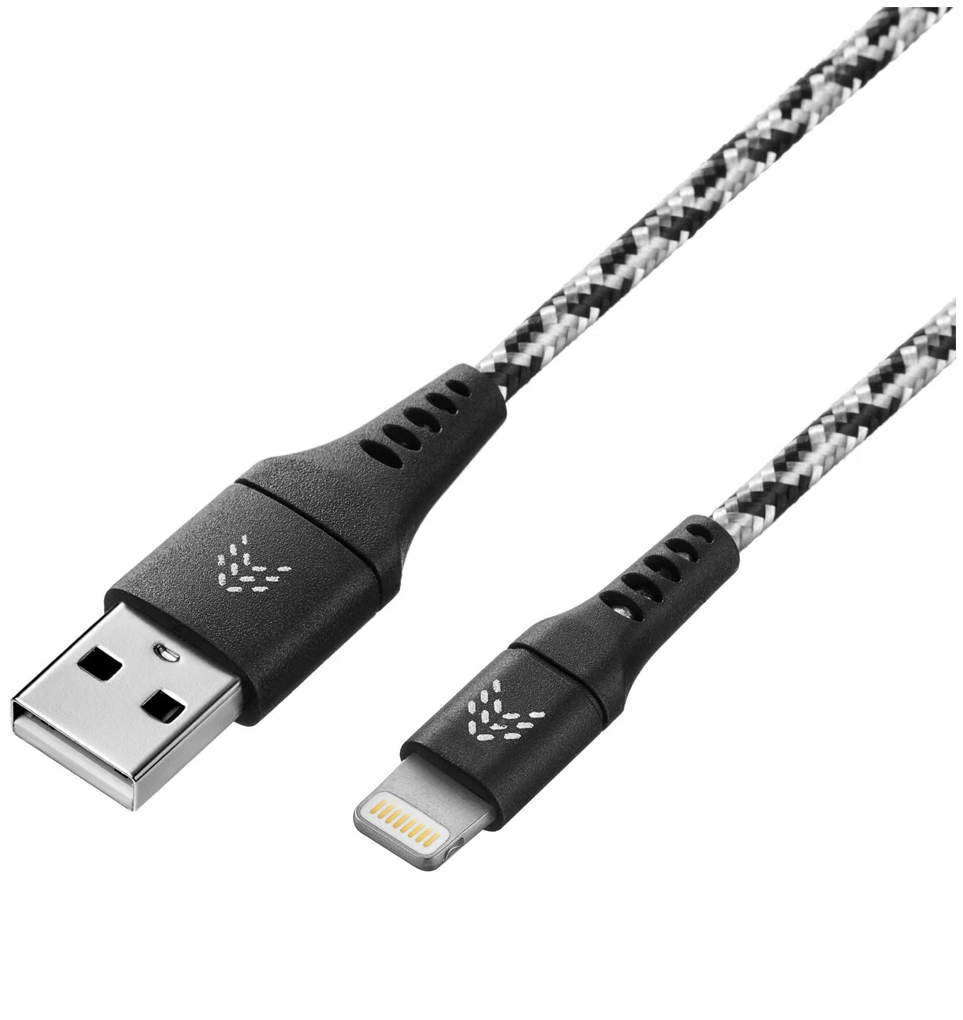 Зарядный кабель ROCKET Contact  USB-A/Lightning 1м, тканевая оплётка, чёрно-белый