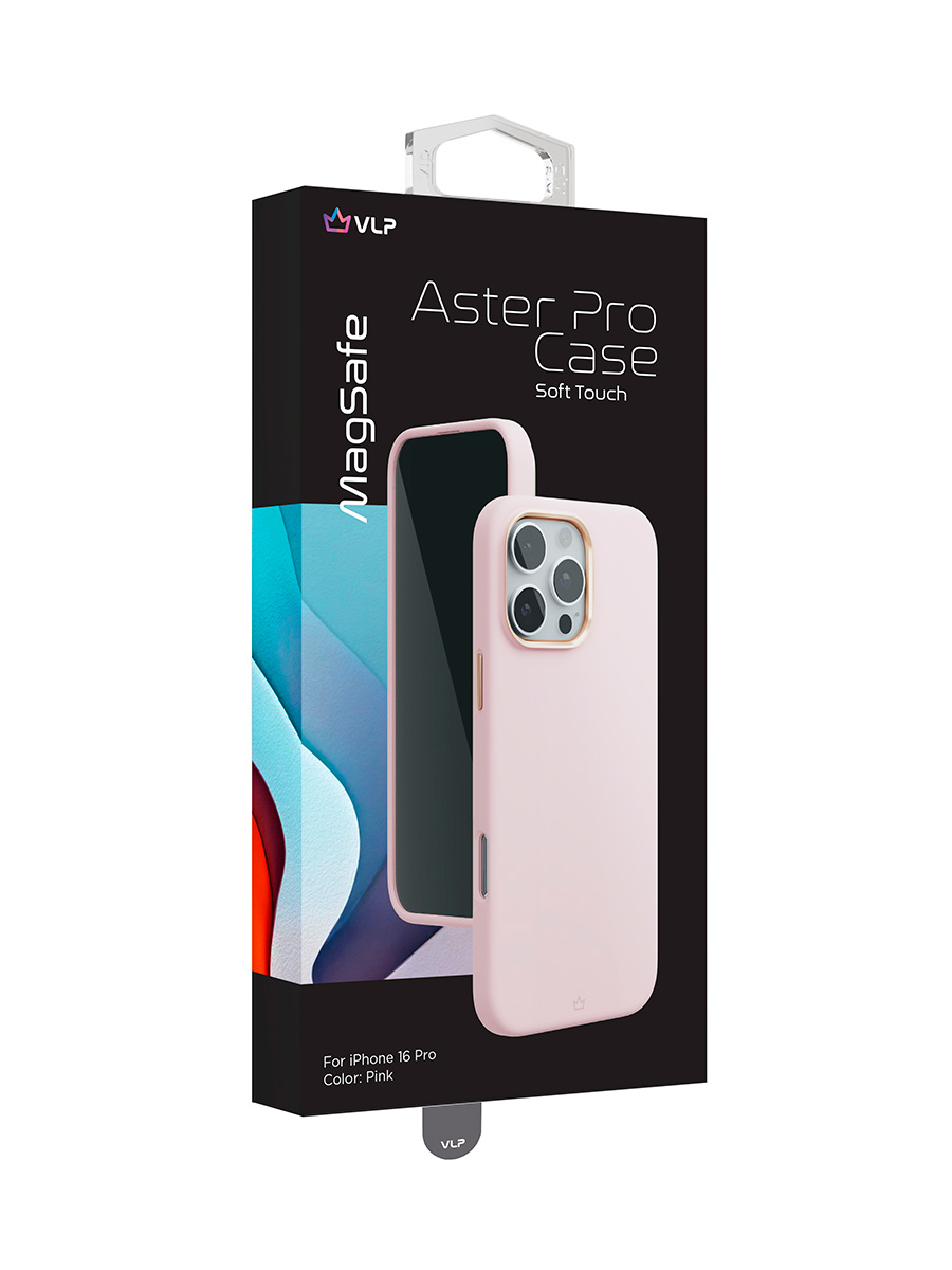 Чехол защитный "vlp" Aster Pro Case с MagSafe для iPhone 16 Pro, розовый