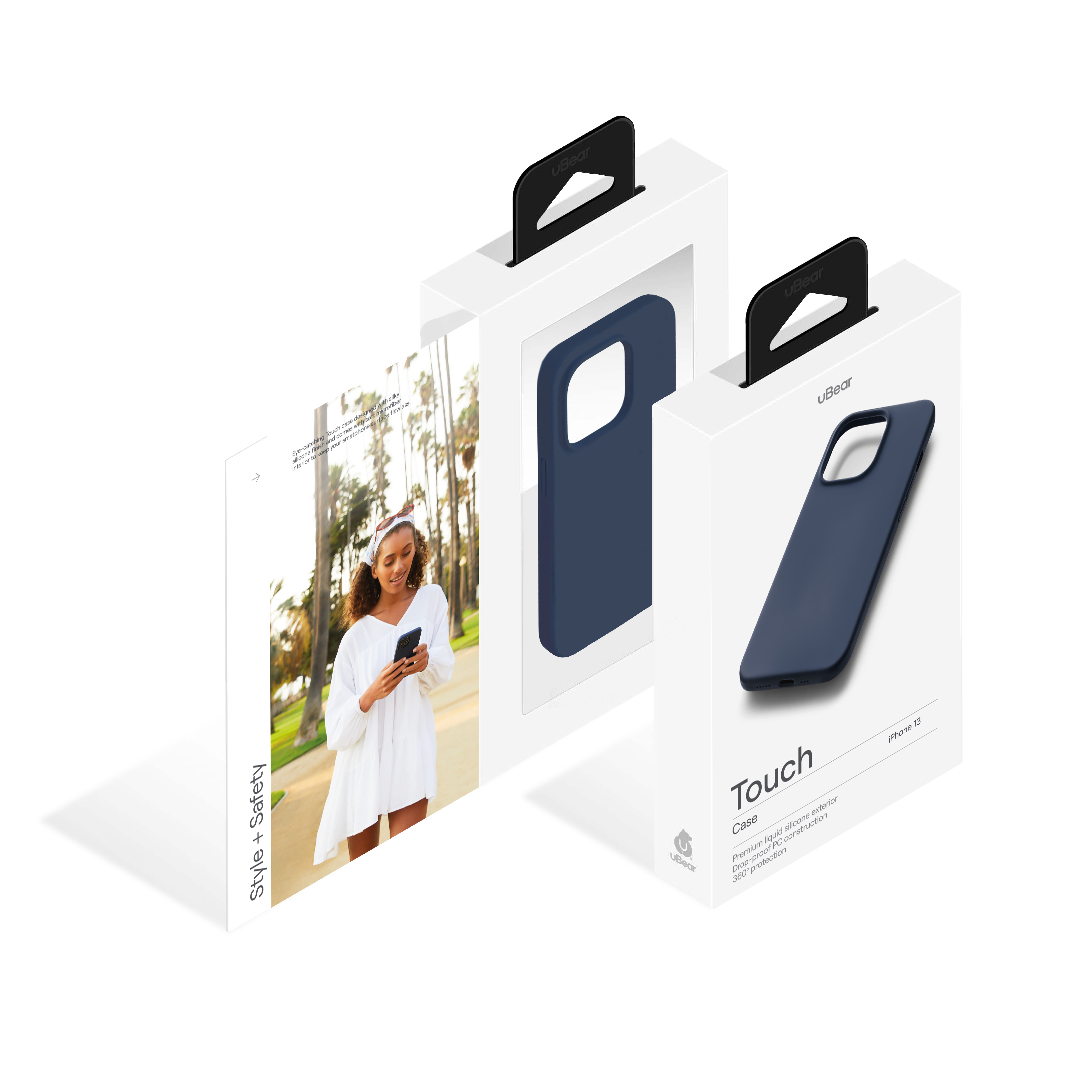 Touch Сase (Liquid silicone) for iPhone 13. Магнитная упаковка, тёмно-синий