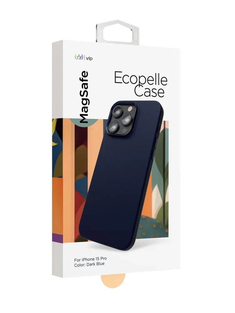 Чехол защитный "vlp" Ecopelle Case с MagSafe для iPhone 15 Pro, синий