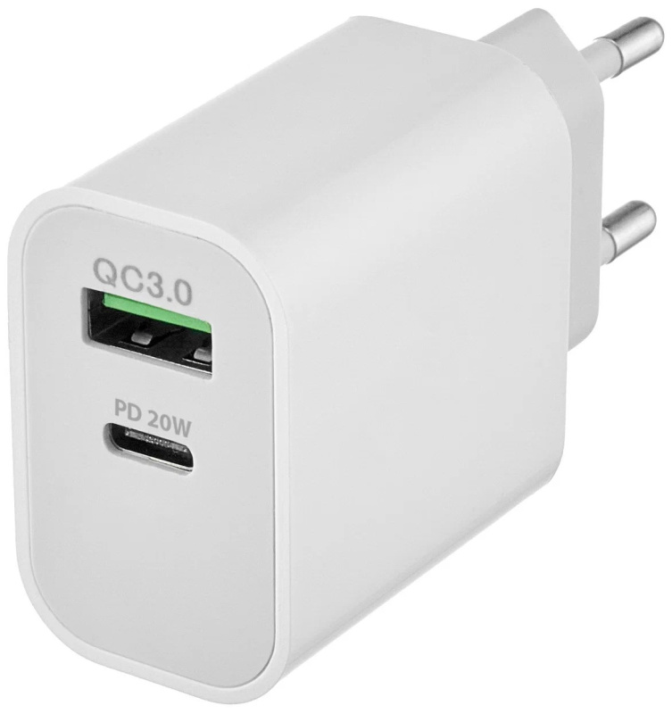 Сетевое зарядное устройство ROCKET Space Pro 20W, USB-A/USB-C, белый
