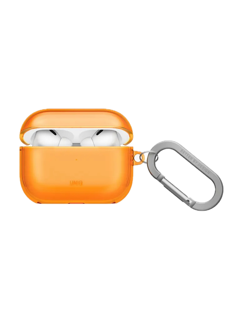 На фото изображено Чехол Uniq Glase TPU для AirPods Pro 3, Golden Citrus
