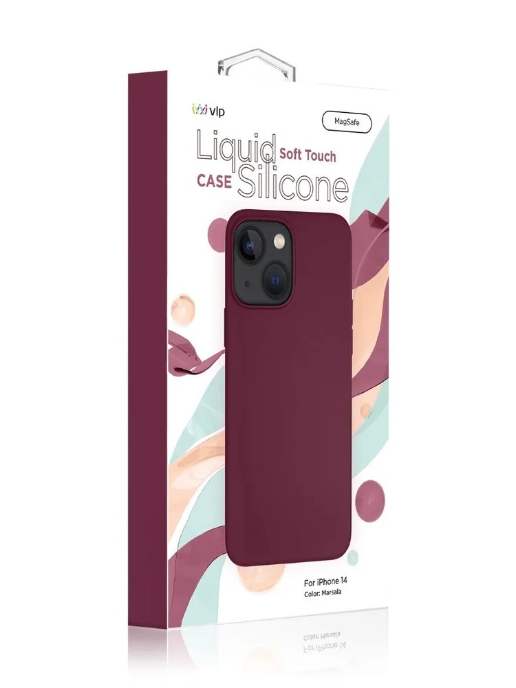 Чехол защитный VLP Silicone case с MagSafe для iPhone 14, марсала