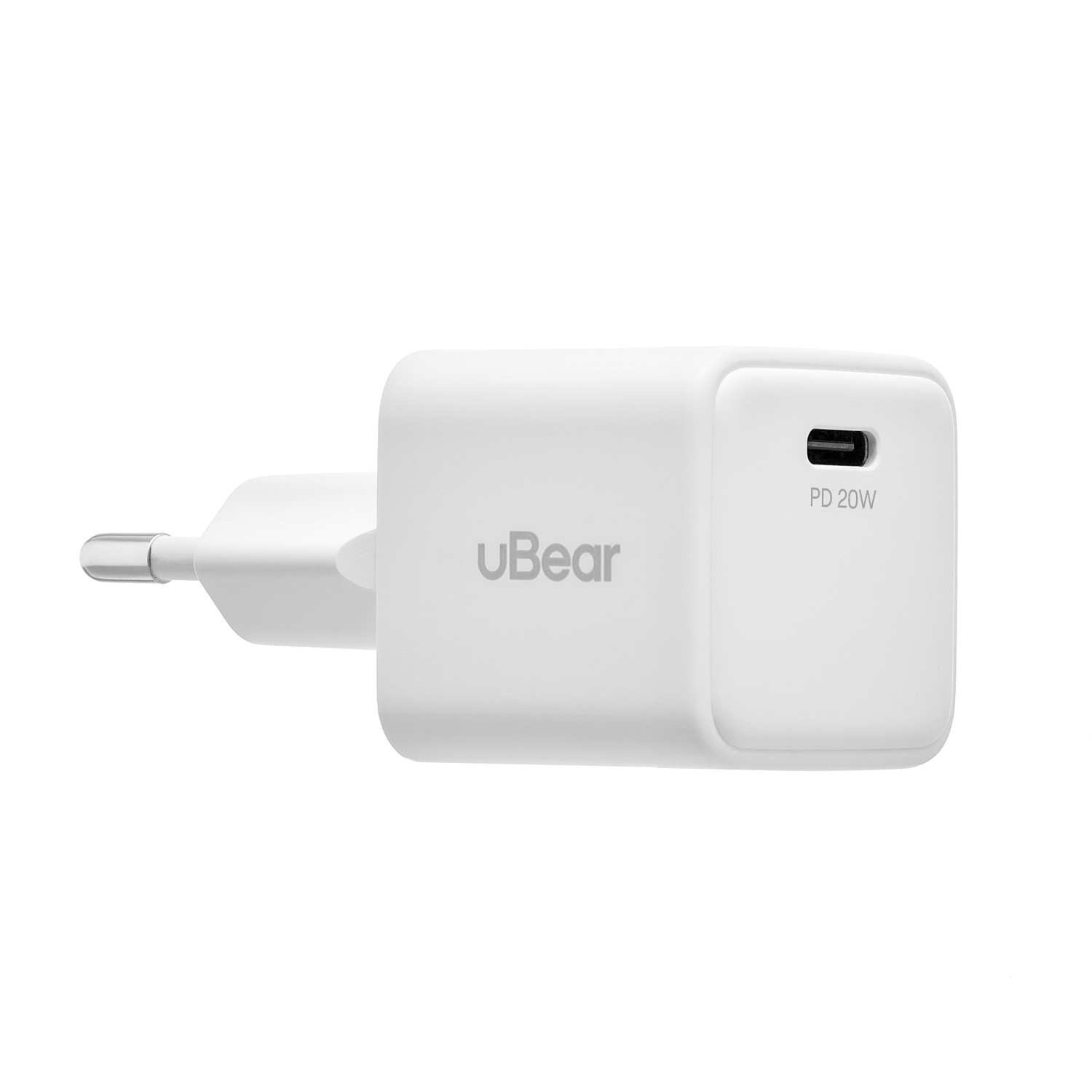 uBear Bridge Combo Cсетевое зарядное устройство uBear Bridge USB-C,  20 Вт, GaN + кабель USB-C/USB-C, белый