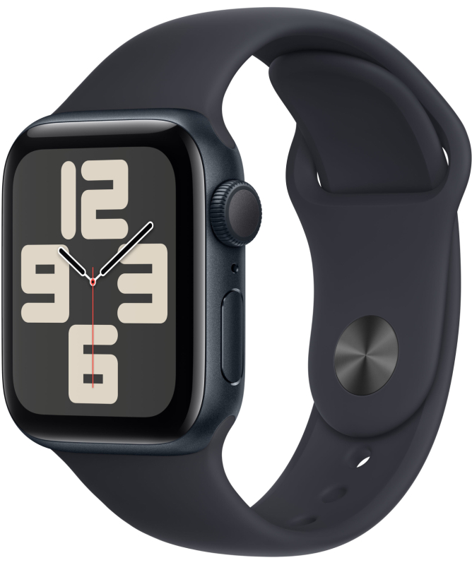 Apple Watch SE 2023, 40 мм, корпус из алюминия цвета «Тёмная ночь», спортивный ремешок, размер M/L