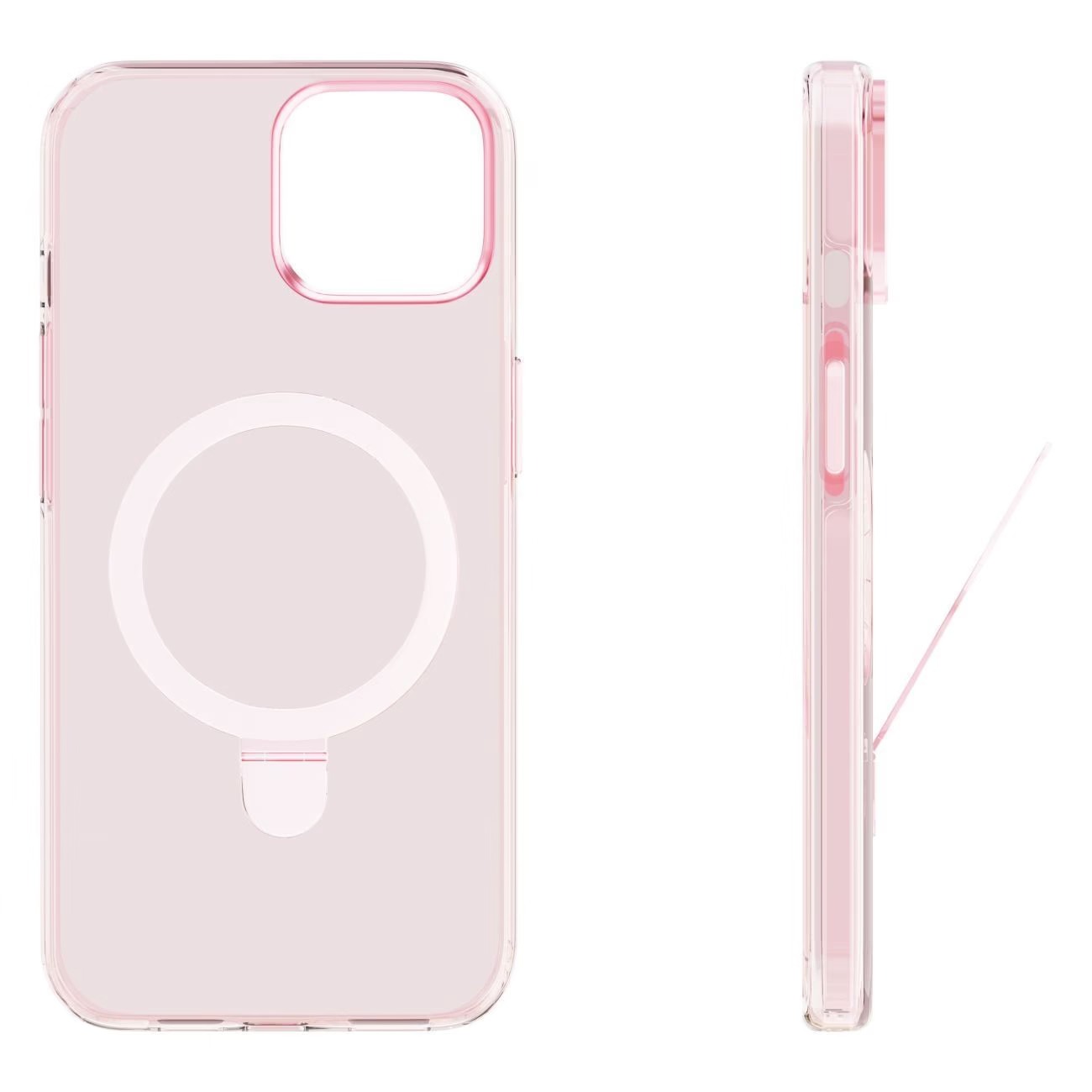 Чехол защитный "vlp" Ring Case с MagSafe подставкой для iPhone 15, розовый