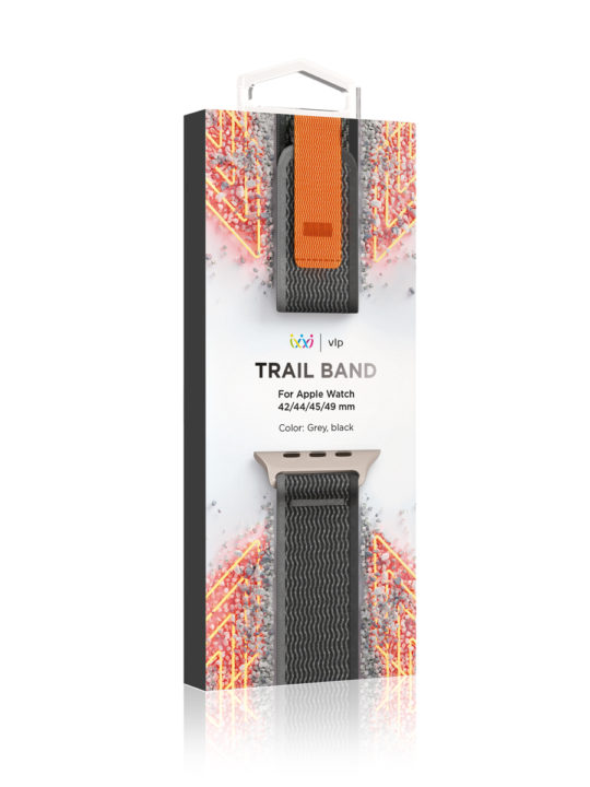 Ремешок нейлоновый VLP Trail Band  для Apple Watch 42/44/45/49mm, черный-серый