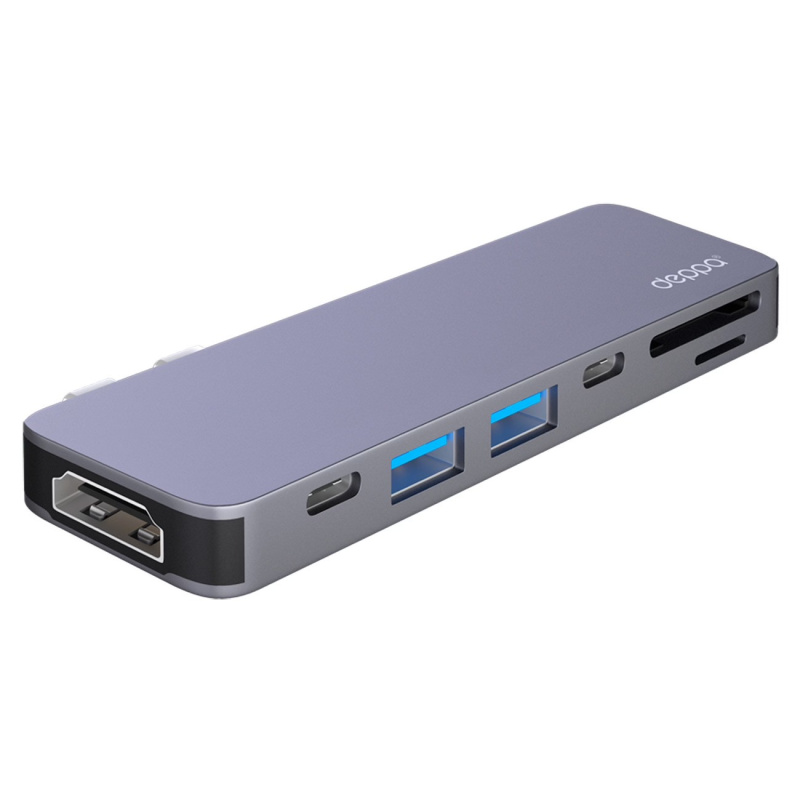 USB-C адаптер для MacBook 7-в-1, графит, Deppa