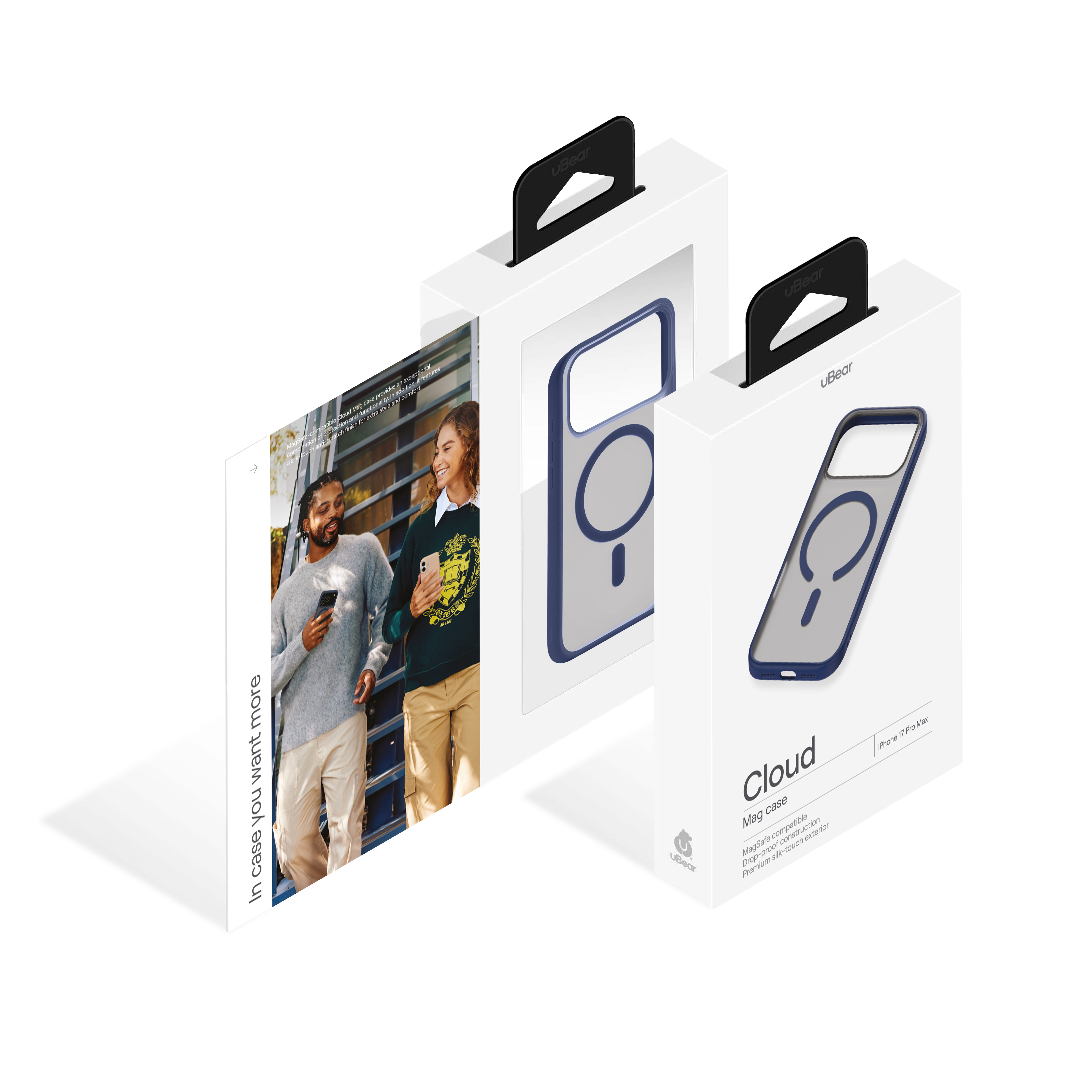 На фото изображено Чехол защитный uBear Cloud Mag Case для iPhone 17 Pro Max, MagSafe, синий