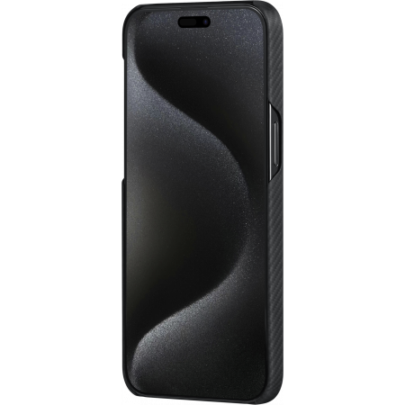 Чехол Pitaka MagEZ Case 4 для iPhone 15 Pro  (6.1"), кевлар (арамид), узкое плетение, черно-серый