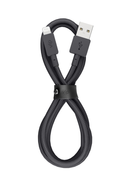 Дата-кабель VLP Nylon Cable USB A - Lightning MFI, 1.2м, черный