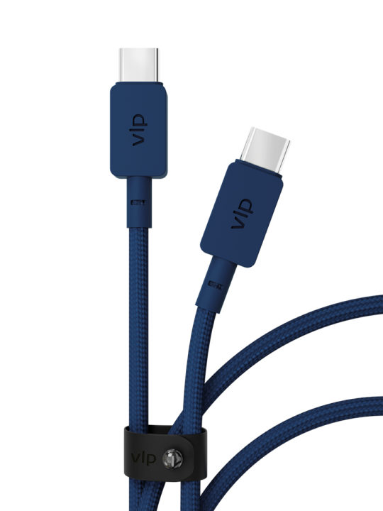 Дата-кабель "vlp" Nylon Cable USB C - USB C, 100W, 1.2м, темно-синий
