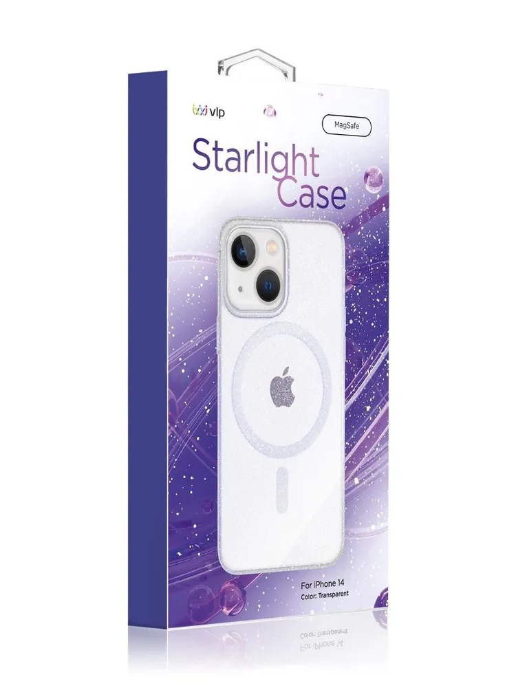 Чехол защитный VLP Starlight Case с MagSafe для iPhone 14, прозрачный