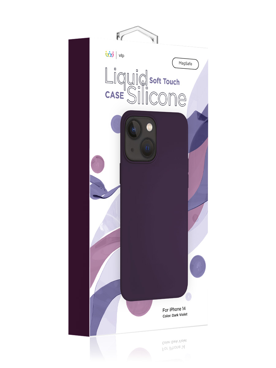 Чехол защитный "vlp" Silicone case с MagSafe для iPhone 14, темно-фиолетовый