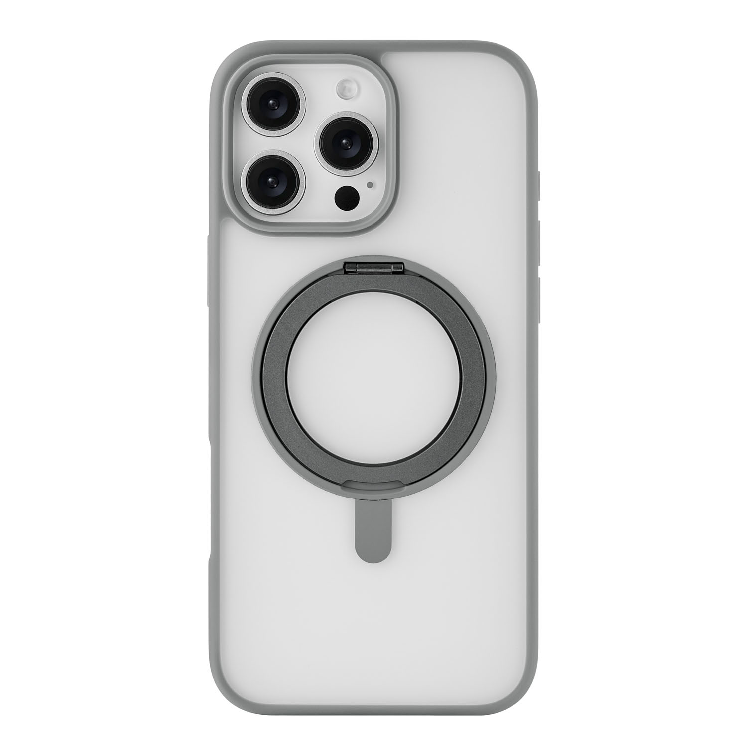 Чехол защитный uBear Clip 360 Mag Case для iPhone 16 Pro Max, MagSafe совместимый, с вращающейся магнитной подставкой, силк-тач, серый