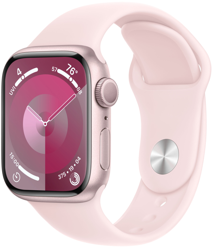 Apple Watch Series 9, 41 мм, корпус из алюминия цвета «Розовый», спортивный ремешок, размер M/L