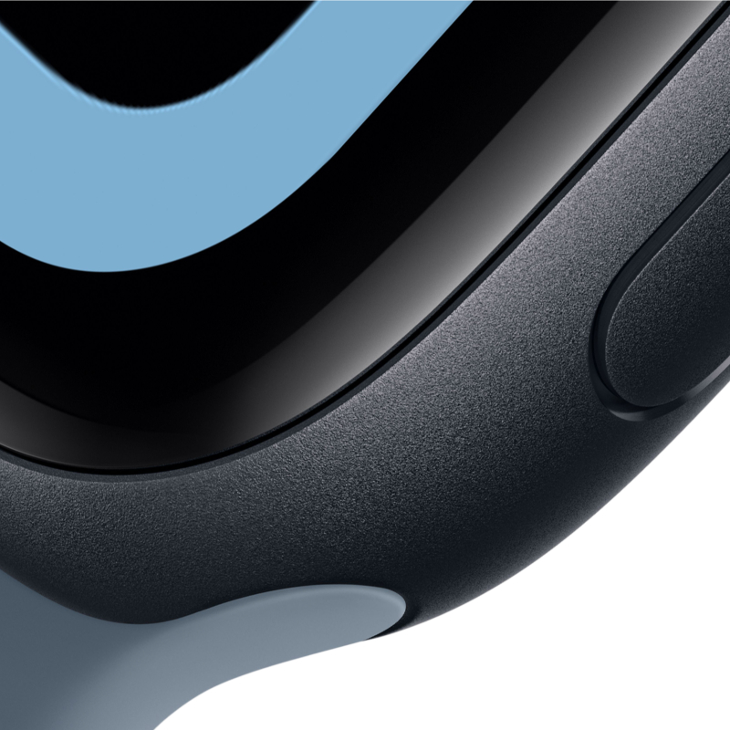 На фото изображено Apple Watch SE 3, 40 мм, корпус из алюминия цвета «Полуночный черный», спортивный ремешок, размер M/L