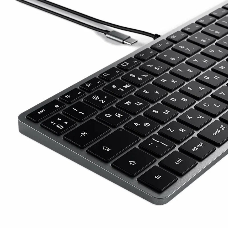 Клавиатура Satechi Slim W1 USB-C Wired Keyboard-RU Раскладка - Русская, серый космос