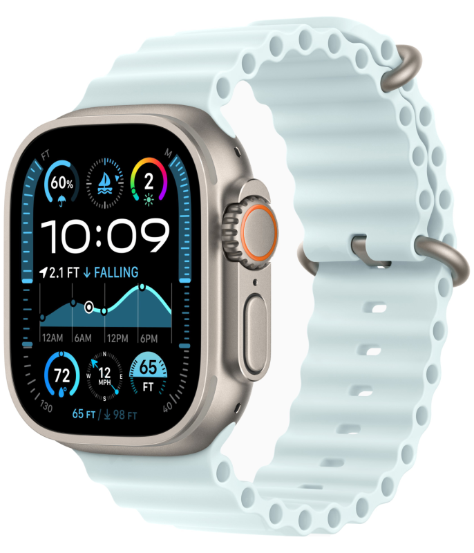 Apple Watch Ultra 2 GPS + Cellular, 49 мм, корпус из бежевого титана, ремешок Ocean морозно-голубого цвета