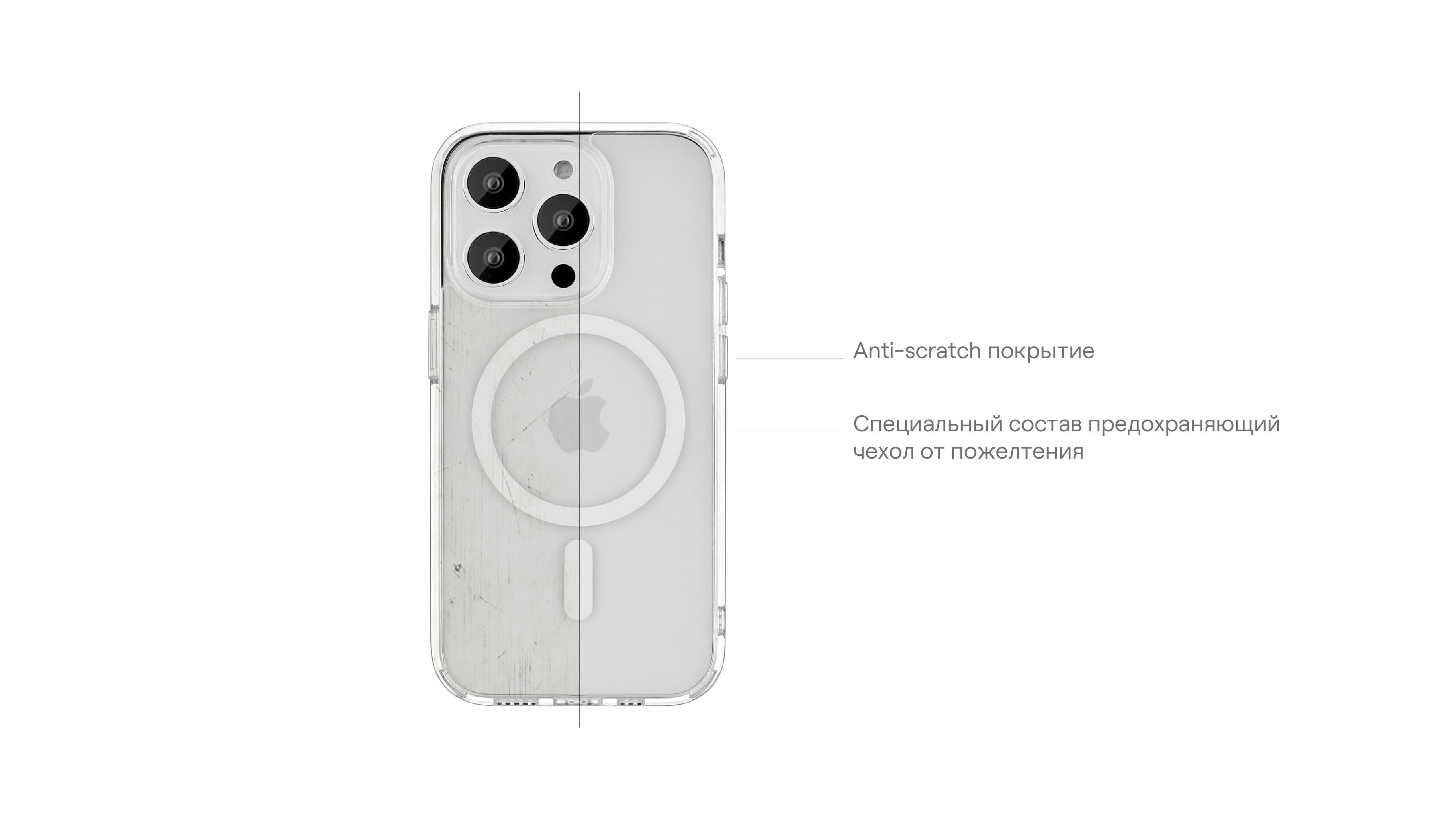 Чехол защитный uBear Real Mag Case  для  iPhone 14 Pro Max, MagSafe совместимый,  усиленный, прозрачный
