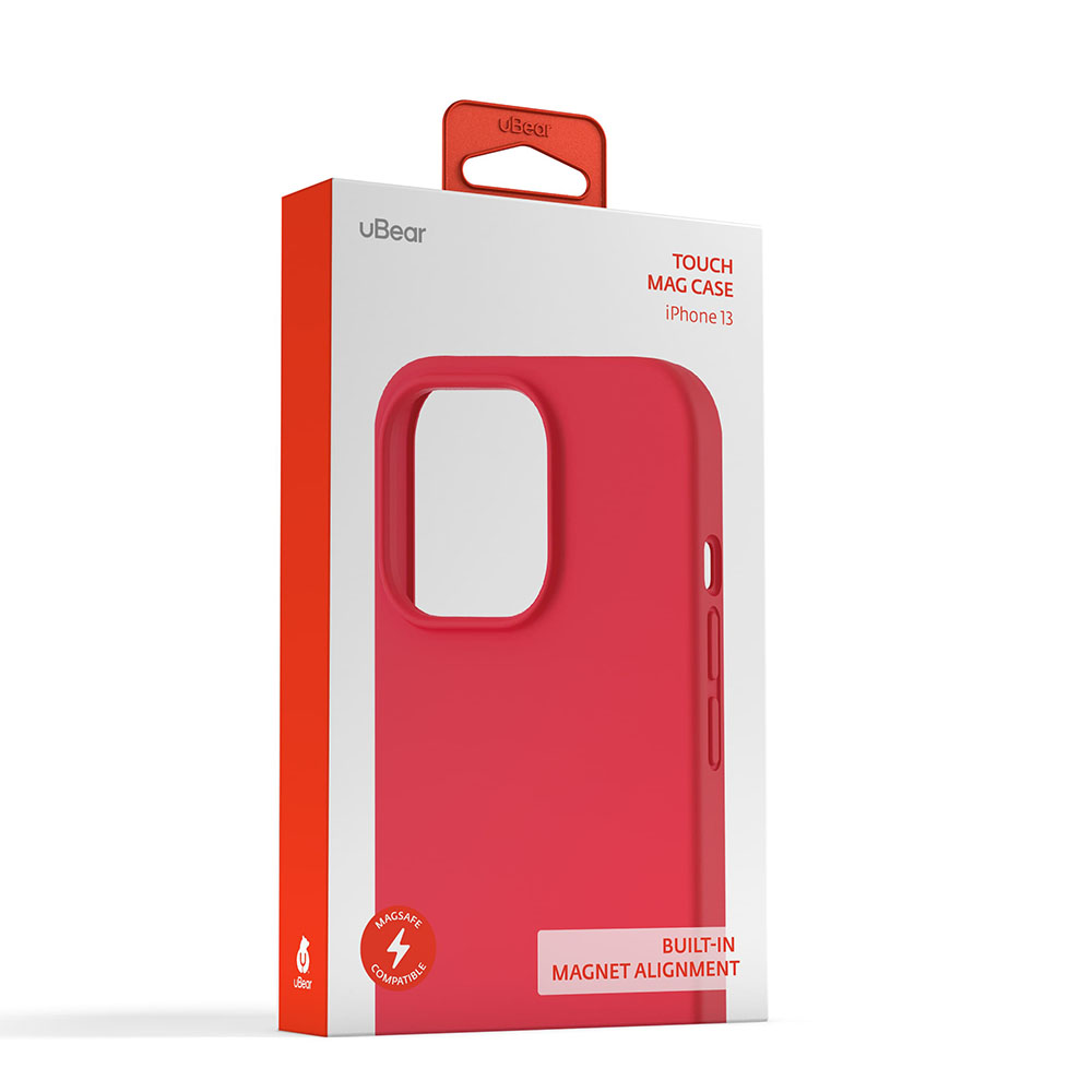 Touch Mag Сase (Liquid silicone) for iPhone 13 MagSafe Compatible. Магнитная упаковка, оранжевый