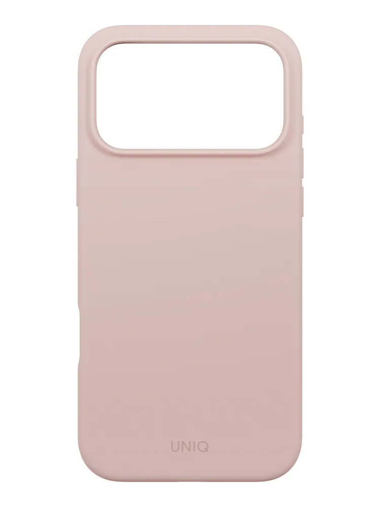 На фото изображено Чехол Uniq Lino MagSafe для iPhone 17 Pro Max, розовый