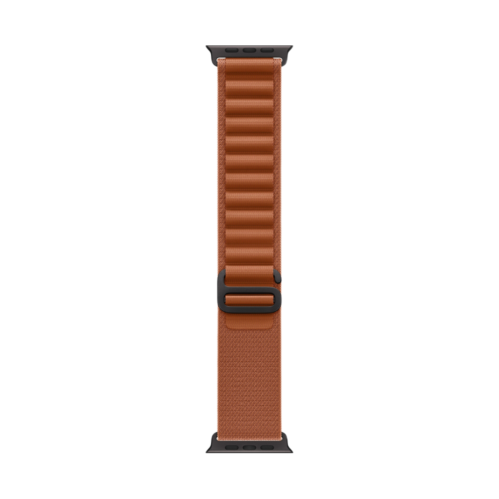 На фото изображено Apple Watch Ultra 3 GPS + Cellular, 49 мм, корпус из чёрного титана, ремешок Alpine, цвет терракотовый, S