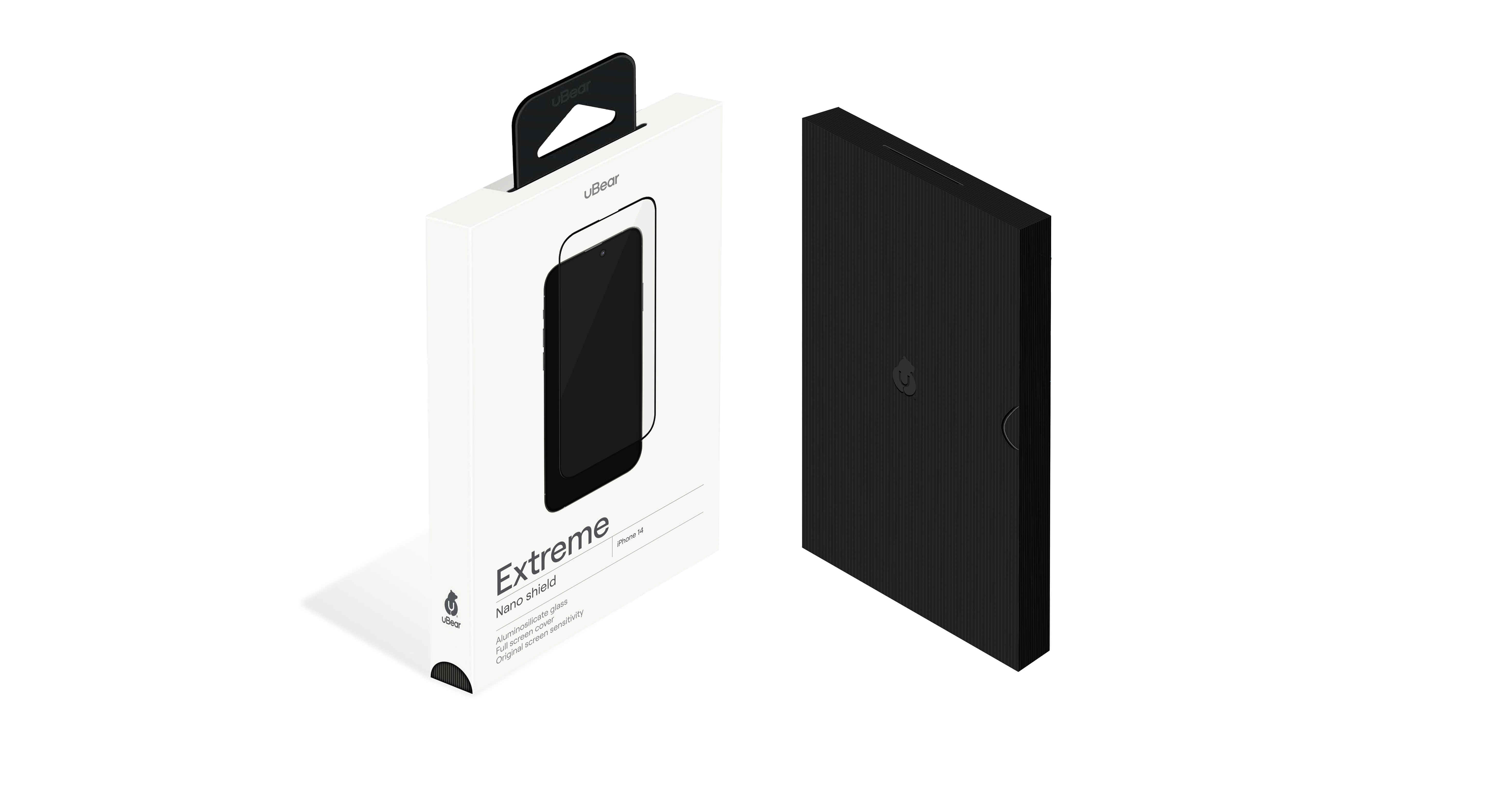 Стекло защитное  uBear Extreme Nano Shield для  iPhone 14, алюмосиликатное, чёрный