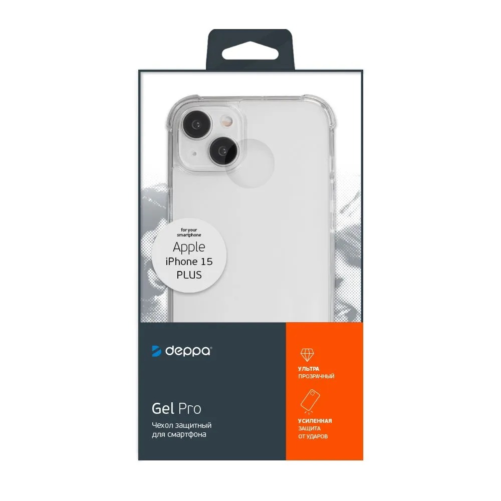 Чехол Gel Pro для Apple iPhone 15 Plus, прозрачный, Deppa
