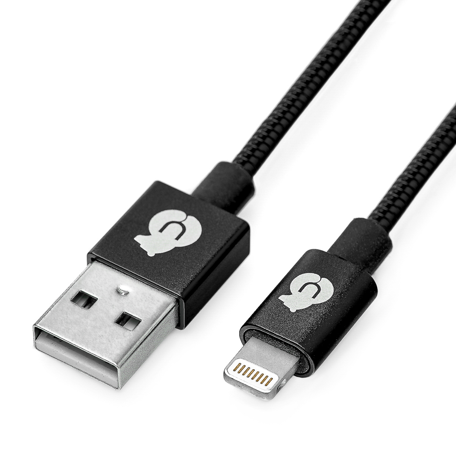 Зарядный кабель FORCE MFI Lightning USB Kevlar Cable (Metal), чёрный