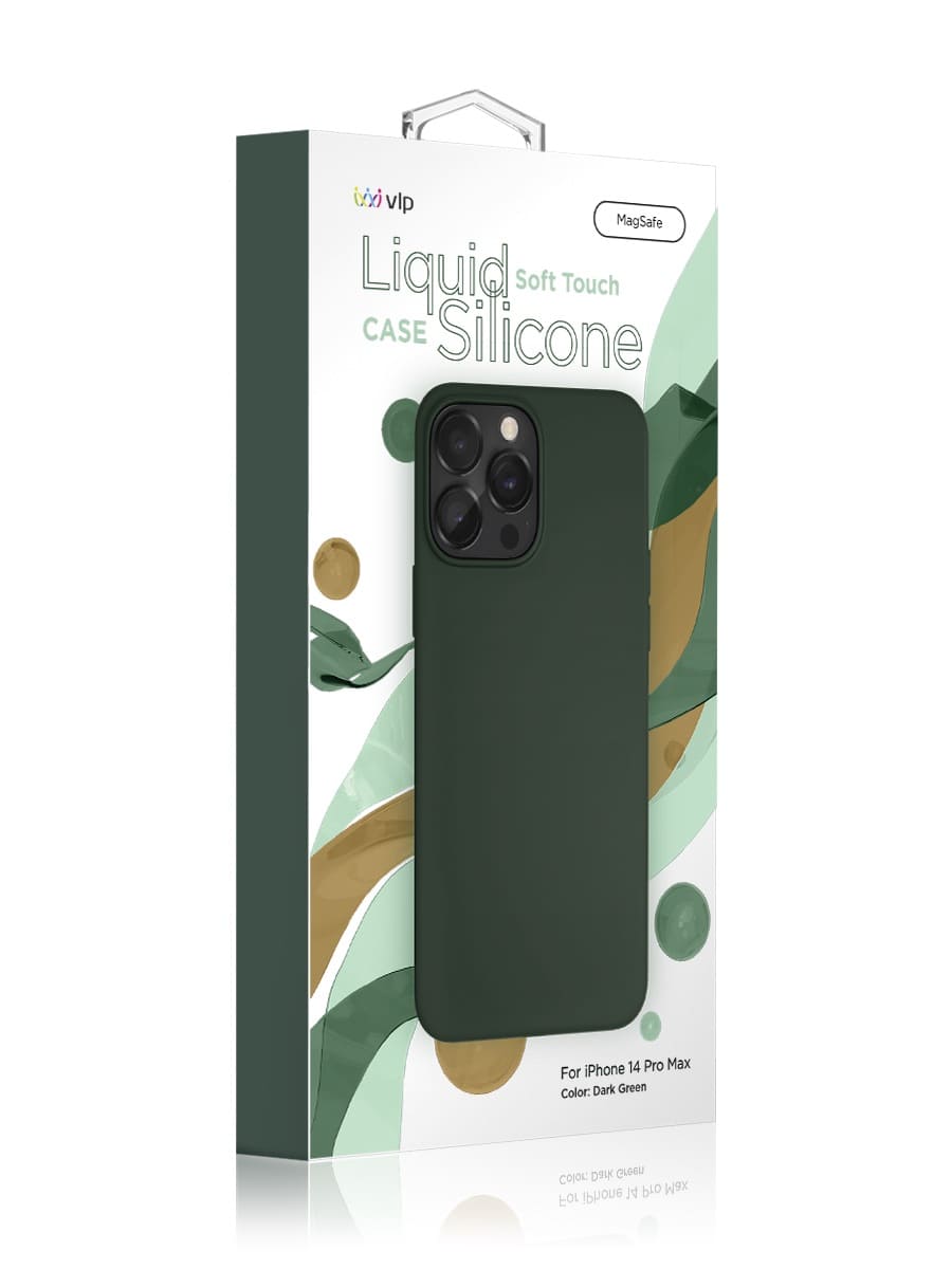 Чехол защитный "vlp" Silicone case с MagSafe для iPhone 14 ProMax, темно-зеленый