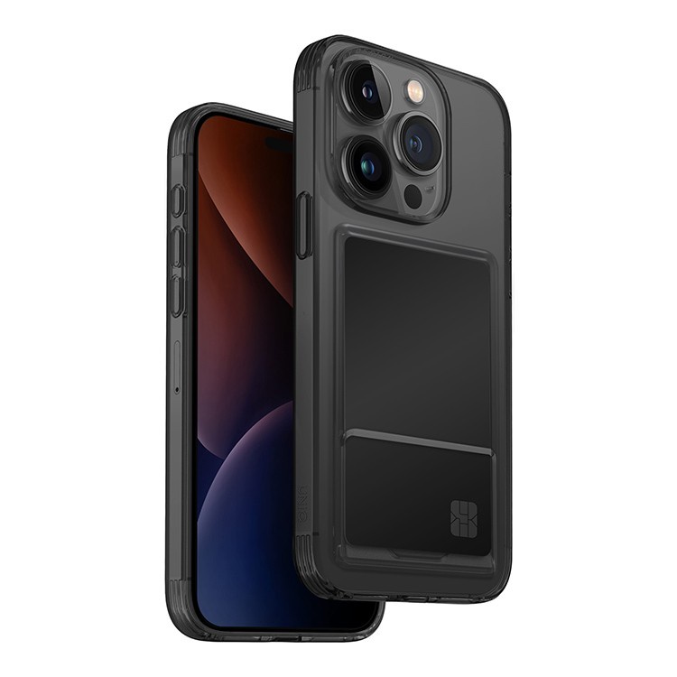 Фирменный чехол UNIQ Air Fender ID (Cardslot) для iPhone 15 Pro, тёмный