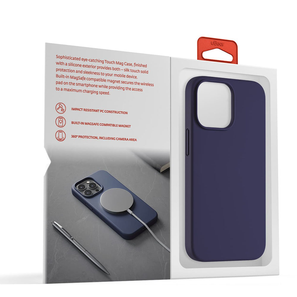 Touch Mag Сase (Liquid silicone) for iPhone 13 MagSafe Compatible. Магнитная упаковка, тёмно-синий