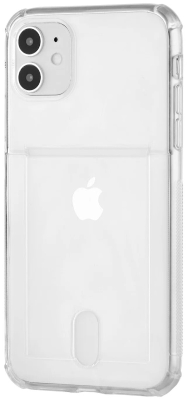Чехол с отделением для карты ROCKET Clear Plus для iPhone 11, TPU, текстурированный, прозрачный