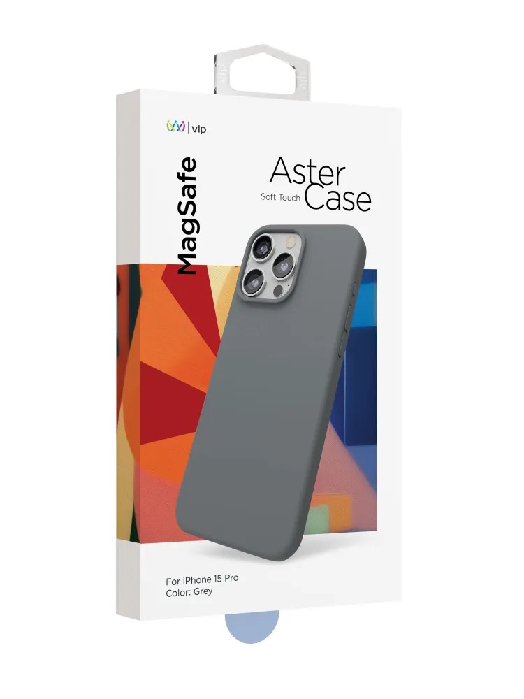 Чехол защитный VLP Aster Case с MagSafe для iPhone 15 Pro, серый