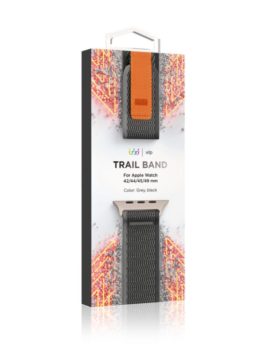 Ремешок нейлоновый Trail Band "vlp" для Apple Watch 42/44/45/49mm, черный-серый