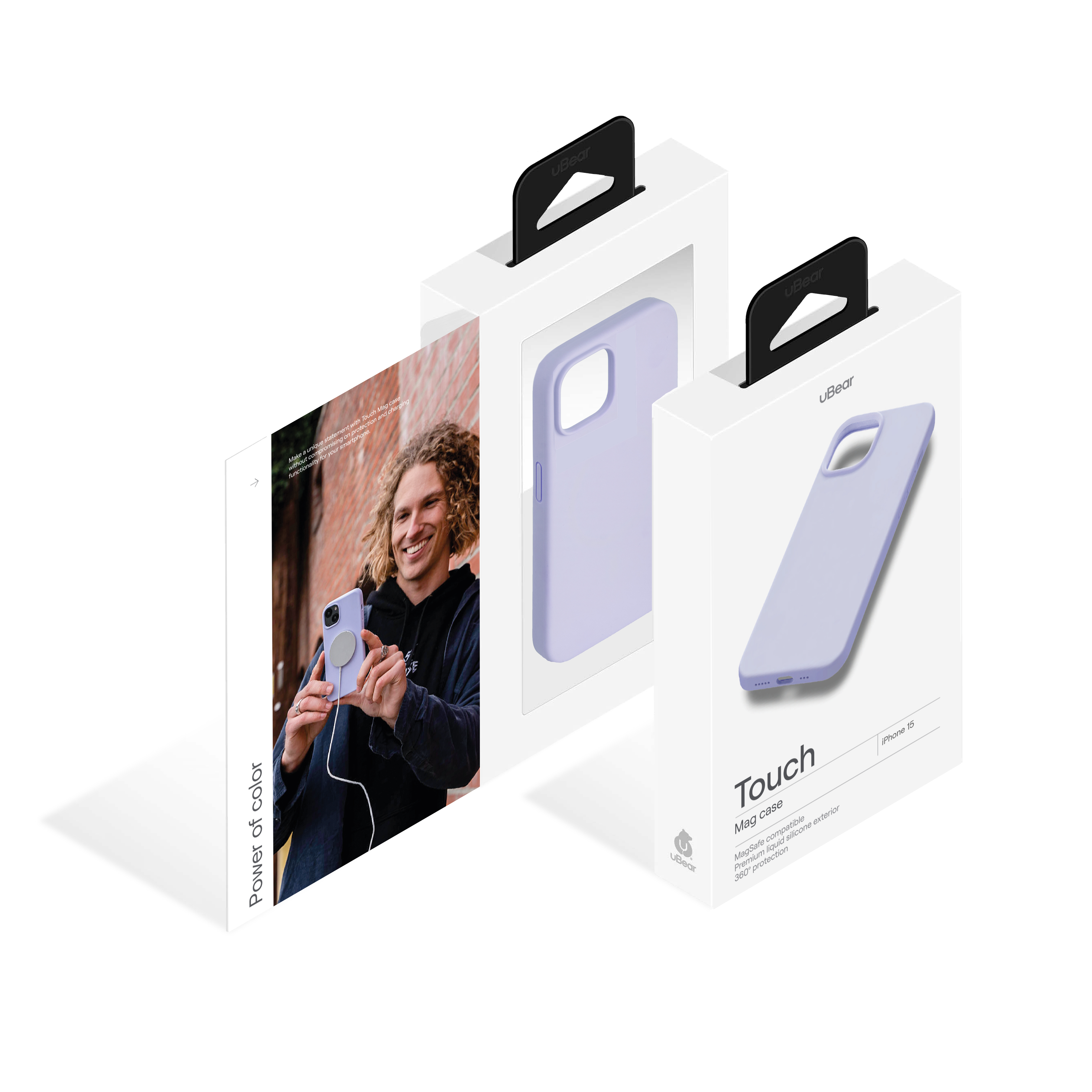 Чехол защитный uBear Touch Mag Case для iPhone 15, MagSafe совместимый, Лавандовый
