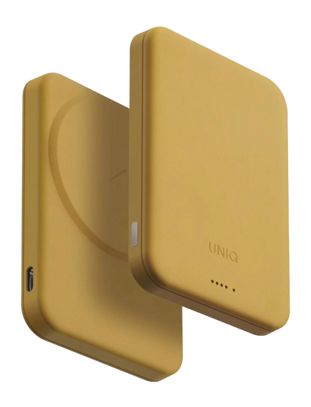 На фото изображено Внешний аккумулятор Uniq Lexa 5000 mAh, желтый