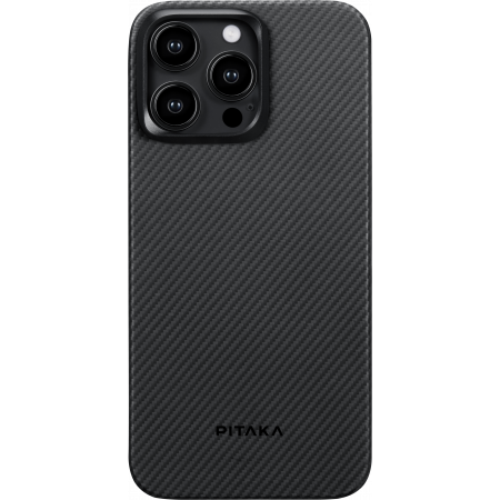 Чехол Pitaka MagEZ Case 4 для iPhone 15 Pro  (6.1"), черно-серый узкое плетение, кевлар (арамид)