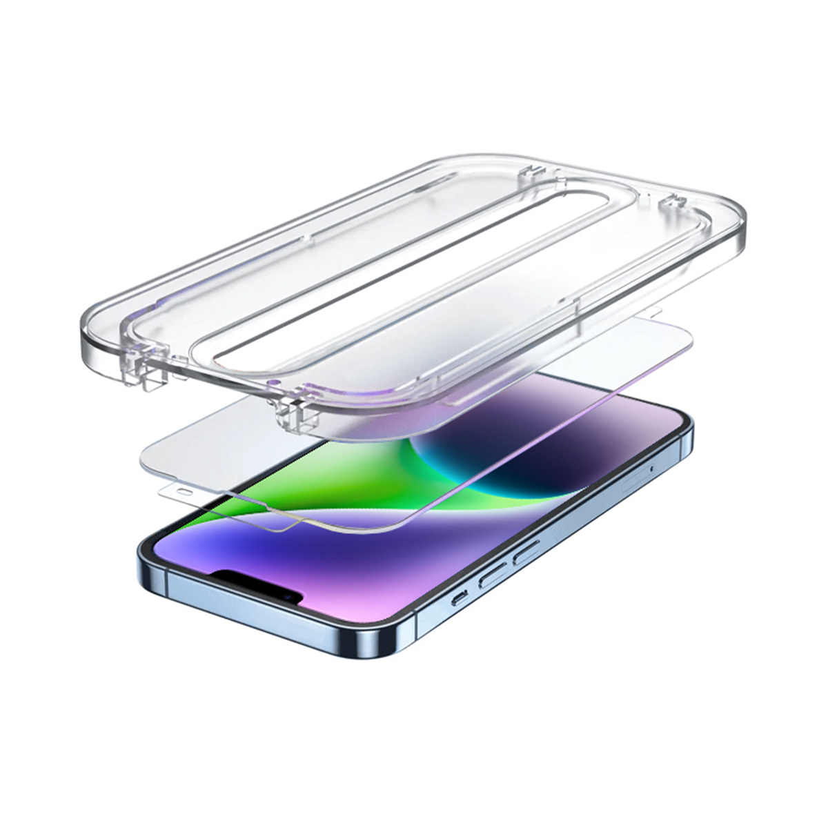 Стекло защитное  uBear Extreme Nano Shield для  iPhone 14, с аппликатором Easy App, алюмосиликатное, чёрный