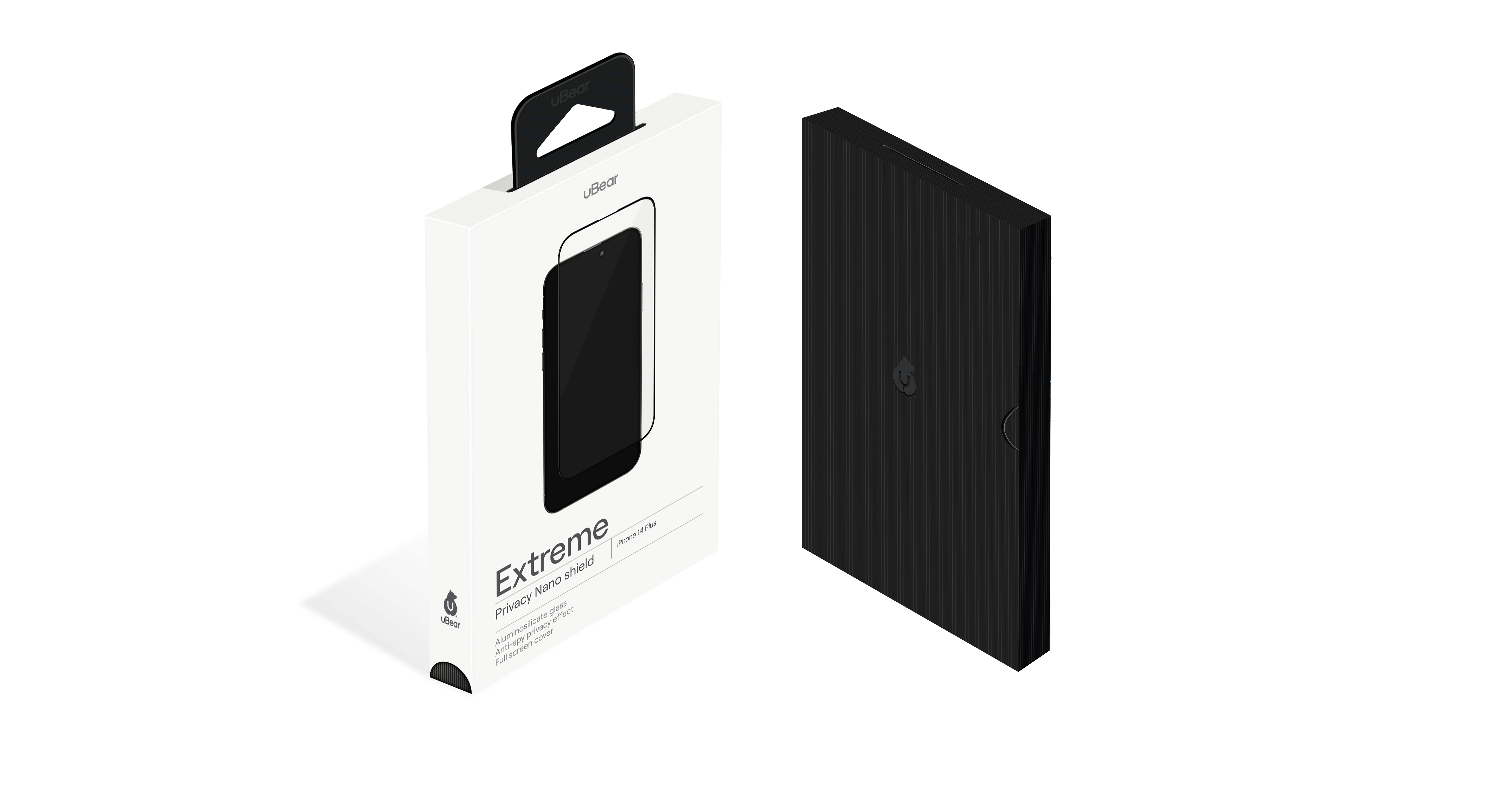 Стекло защитное  uBear Extreme Nano Shield Privacy для  iPhone 14 Max, алюмосиликатное, чёрный