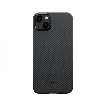 Чехол Pitaka MagEZ Case 4 для iPhone 15 Plus (6.7"), кевлар (арамид), узкое плетение, черно-серый