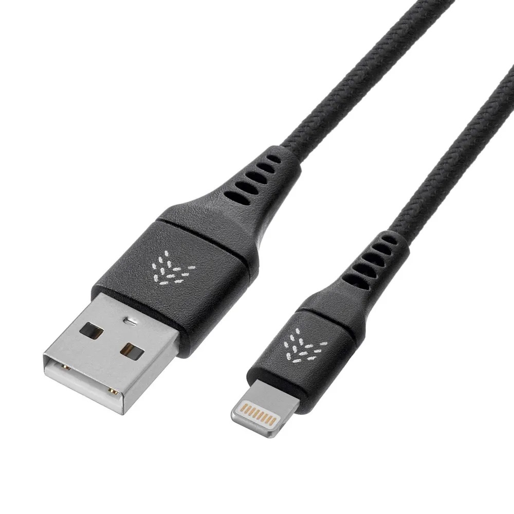 Зарядный кабель ROCKET Contact USB-A/Lightning 1м, тканевая оплётка, черный