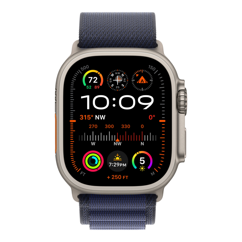 Apple Watch Ultra 2 GPS + Cellular, 49 мм, корпус из бежевого титана, ремешок Alpine темно-синего цвета, размер M