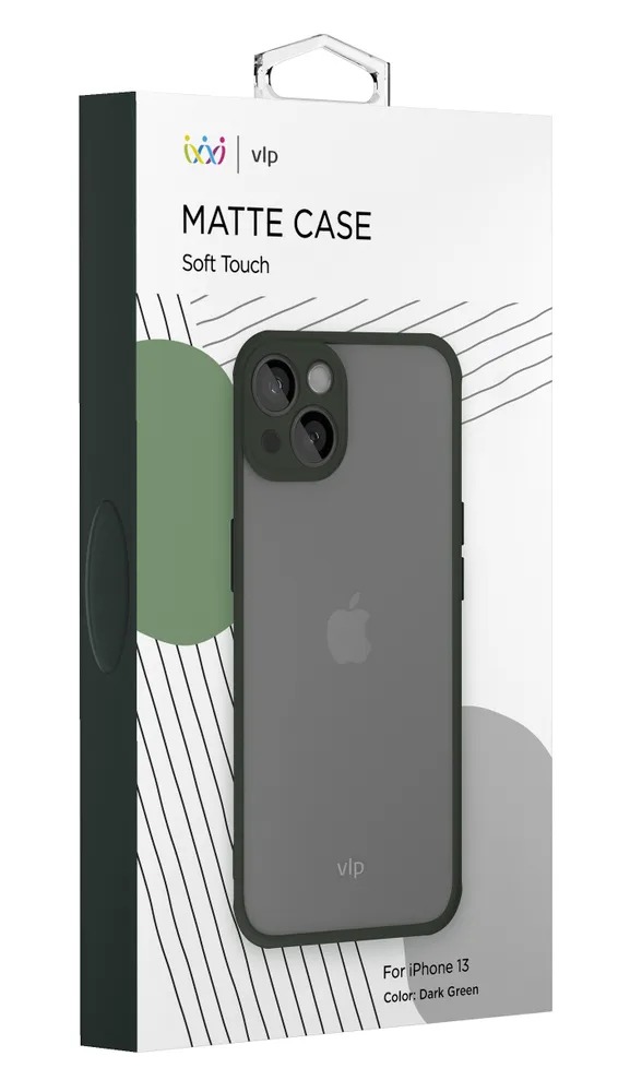 Чехол защитный VLP Matte case для iPhone 13, темно-зеленый