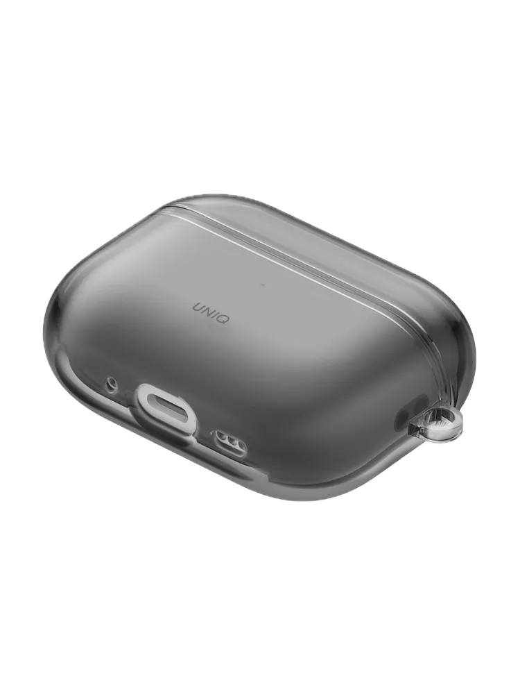 На фото изображено Чехол Uniq Glase TPU для AirPods Pro 3, Glossy Smoke