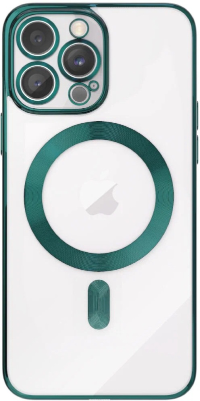 Чехол UZAY с цветной рамкой и Magsafe для iPhone 14 ProMax, темно-зеленый