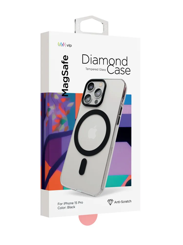 Чехол защитный "vlp" Diamond Case с MagSafe для iPhone 15 Pro, черный