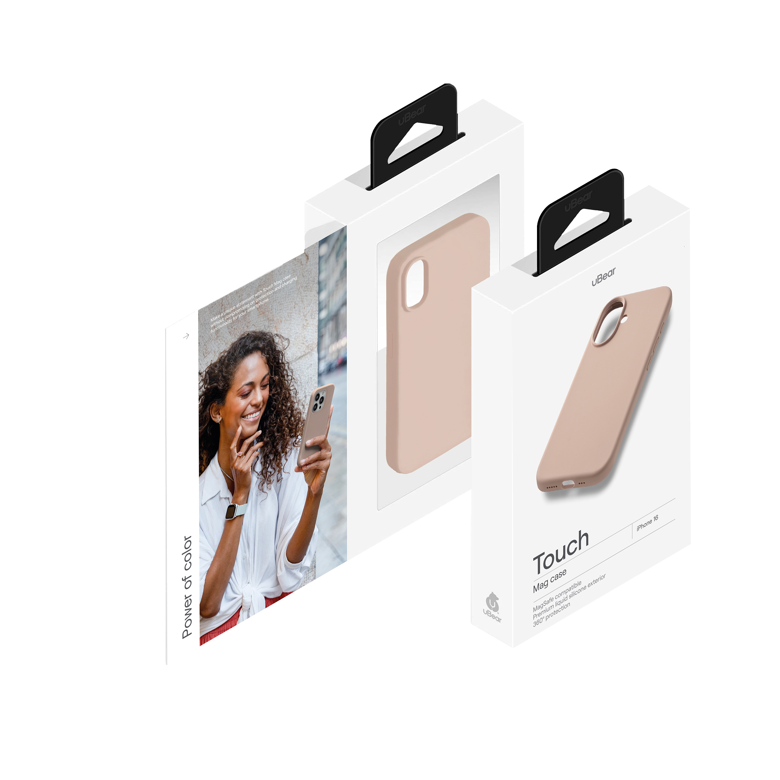 Чехол защитный uBear Touch Mag Case для iPhone 16, MagSafe совместимый, силикон, софт-тач, латте