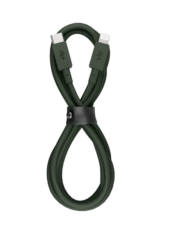 Дата-кабель &quot;vlp&quot; Nylon Cable USB С - Lightning MFI, 1.2м, темно-зеленый
